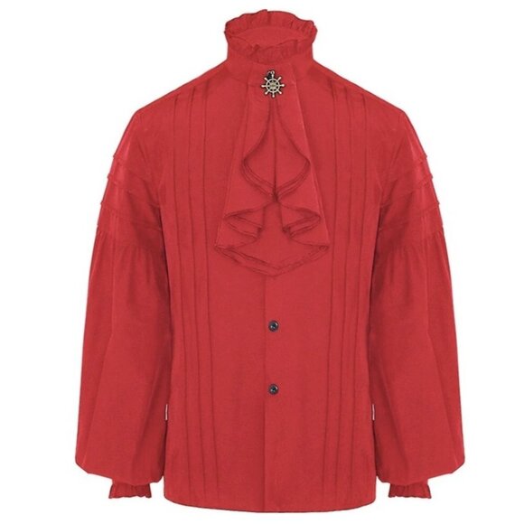 Crubelon Men's Pirate Shirt Vampire Renaissance Medieval Gothic Red Sz. M NEW - Picture 1 of 4